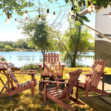 Westport Outdoor Patio Traditional Acacia Wood Adirondack Chair - JONATHAN Y